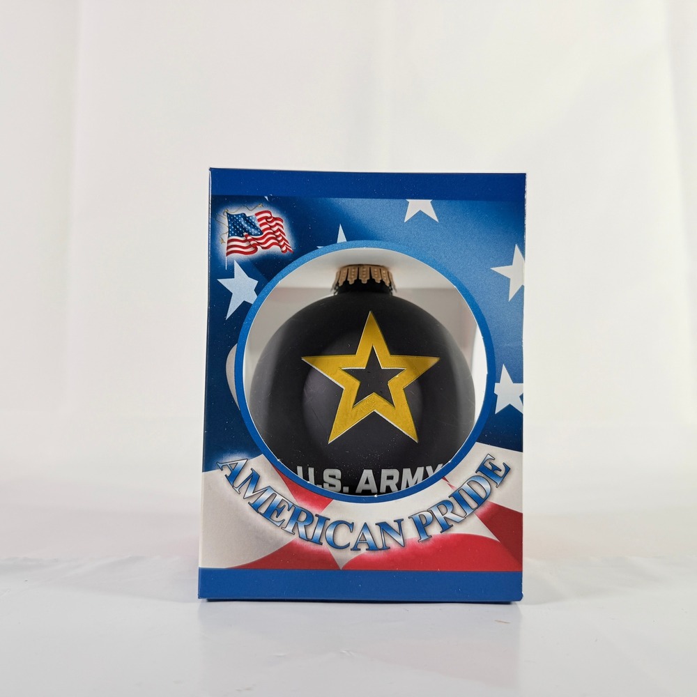 Christmas by Krebs US Army American Pride Black Glass Ball Ornament NIB